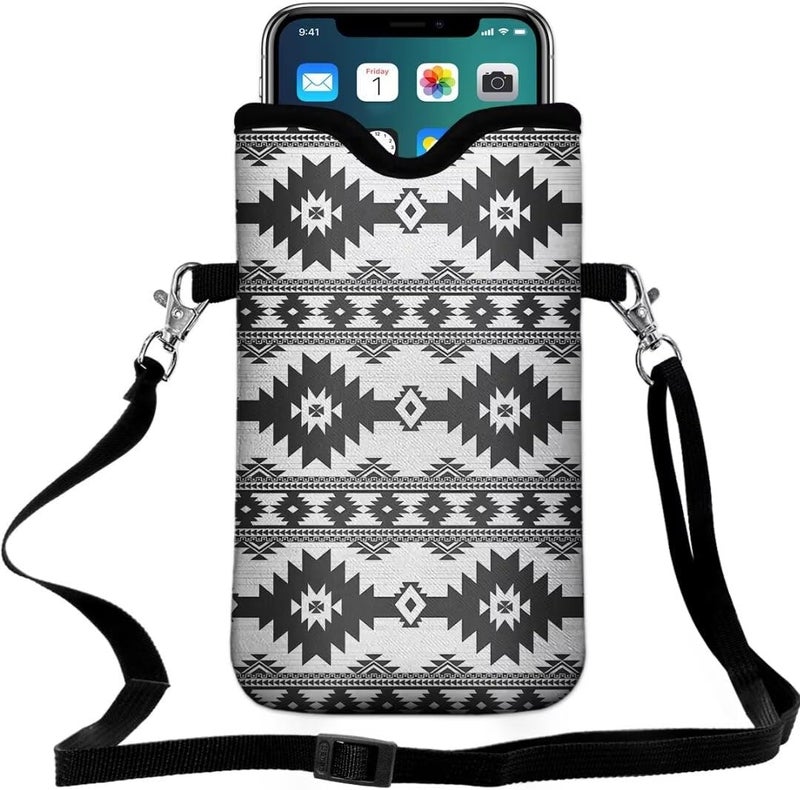 FREZORA Cell Phone Sleeves Bag Case Crossbody Neoprene Holder Lanyard Phone Pouch for Women Men 7.5 X 4.5 Inches - Bohemia - Image 1